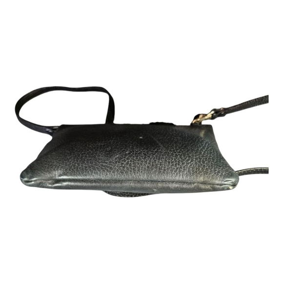 Brighton One Size Black Brown Croc Embossed Leather Crossbody Bag - Picture 5 of 13